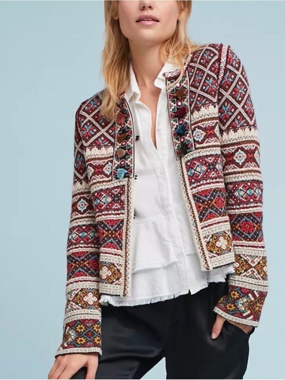 Aldomartins Alpaca Wool Blend‎ Fair Isle Knit Jacket Cardigan | Size Small